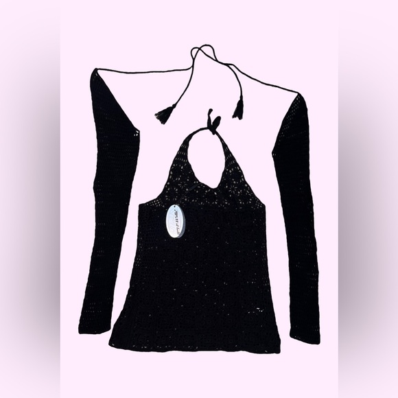 POSTER GRL / DOLLS KILL Crochet Knit Halter Top/Dress with Shrug - Picture 2 of 7